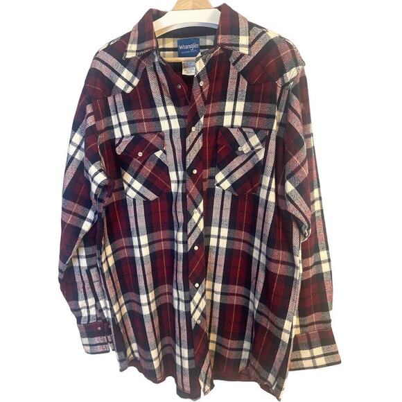 Wrangler Mens XLarge Tall Plaid Button up Shirt, snap closure - Picture 2 of 9